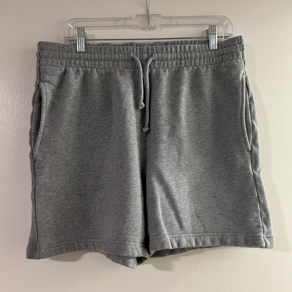 Aritzia TNA COZY FLEECE BOYFRIEND 5" SWEATSHORT in heather dover grey Size L
